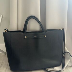 Furla Black Tote Bag with Structured Design and Top Handles